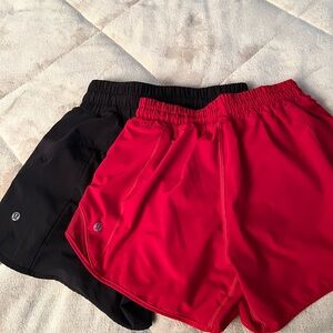 Lululemon Black and Red Athletic Shorts